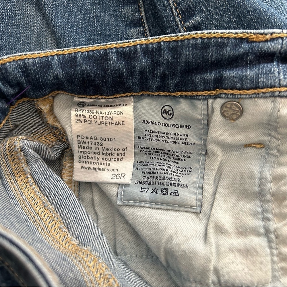 AG Adriano Goldschmied Super Skinny Legging Ankle Jean Patch Denim Blue Size 26R - Picture 14 of 14